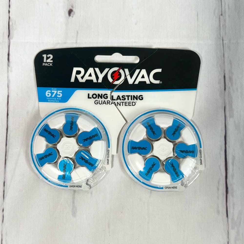NEW Rayovac Size 675 Hearing Aid Batteries Blue Tab 12 Pack
